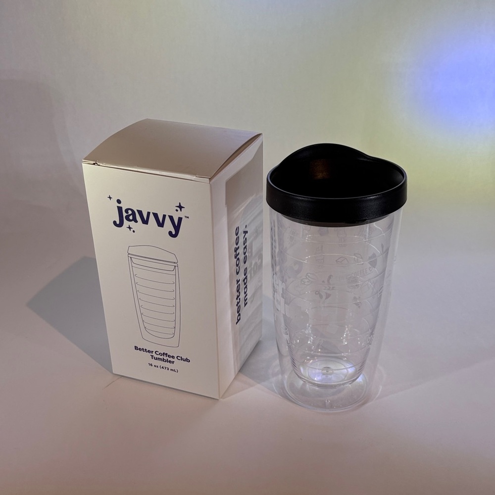Javvy Clear Travel Mug with Black Lid